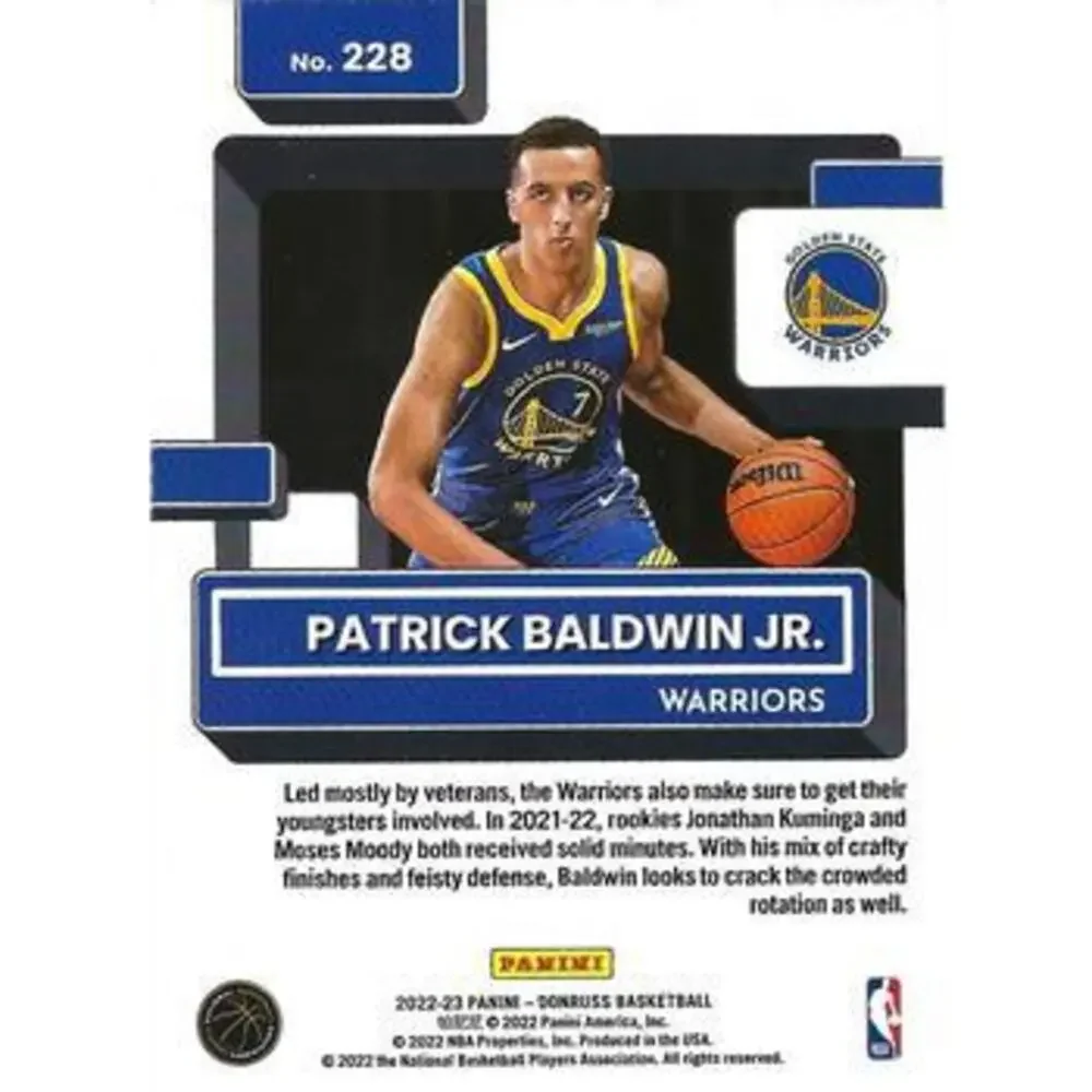 2022-23 Panini Donruss Patrick Baldwin Jr. Rookie 228 Golden State Warriors